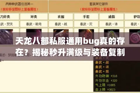 天龙八部私服通用bug真的存在？揭秘秒升满级与装备复制的核心漏洞