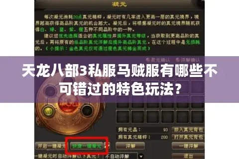 天龙八部3私服马贼服有哪些不可错过的特色玩法？