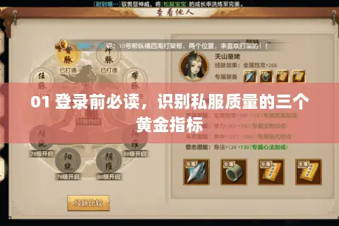 01 登录前必读,识别私服质量的三个黄金指标 01 登录前必读,识别私服质量的三个黄金指标