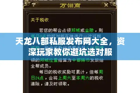 天龙八部私服发布网大全,资深玩家教你避坑选对服 天龙八部私服发布网大全,资深玩家教你避坑选对服