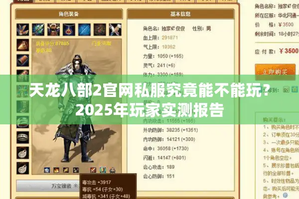 天龙八部2官网私服究竟能不能玩?2025年玩家实测报告 天龙八部2官网私服究竟能不能玩?2025年玩家实测报告