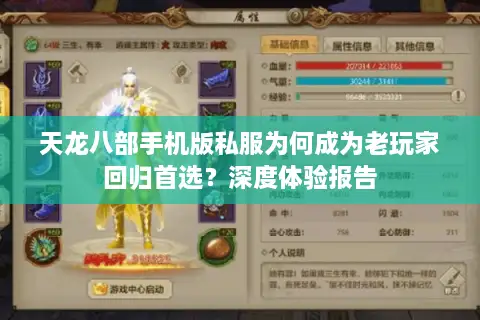 天龙八部手机版私服为何成为老玩家回归首选？深度体验报告