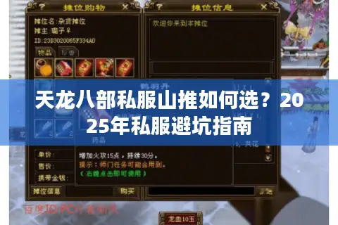 天龙八部私服山推如何选？2025年私服避坑指南