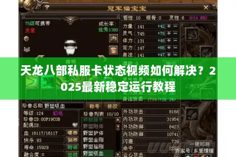 天龙八部私服卡状态视频如何解决？2025最新稳定运行教程